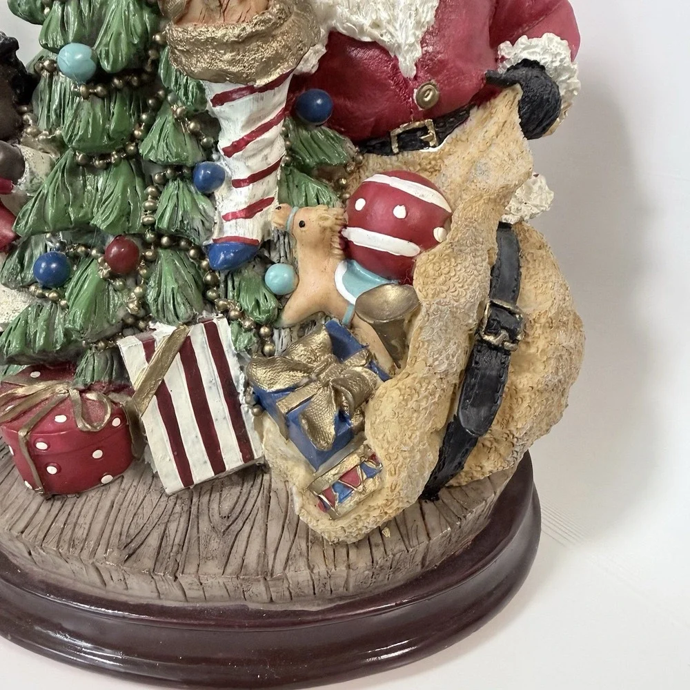 Black Santa Musical Figurine Plays We Wish You A Merry Christmas Resin Vtg Decor